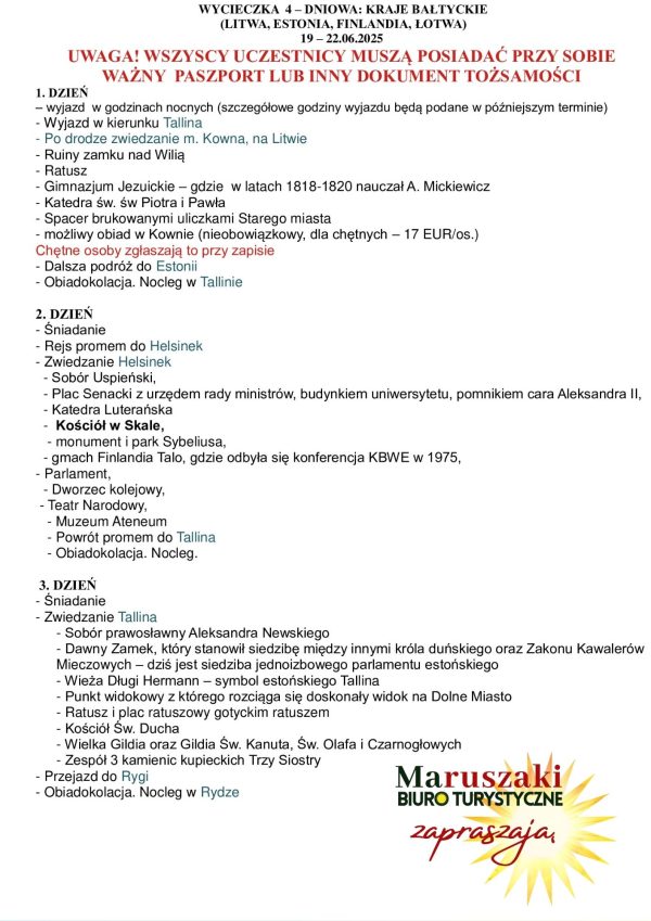 WYCIECZKA  4 – DNIOWA: KRAJE BAŁTYCKIE  (LITWA, ESTONIA, FINLANDIA, ŁOTWA) 19 – 22.06.2025 - obrazek 4