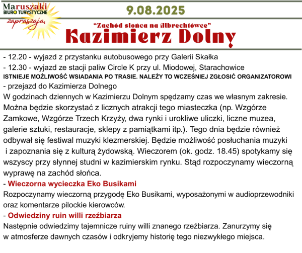 „ZACHÓD SŁOŃCA NA ALBRECHTÓWCE”   KAZIMIERZ DOLNY    09.08.2025 - obrazek 2